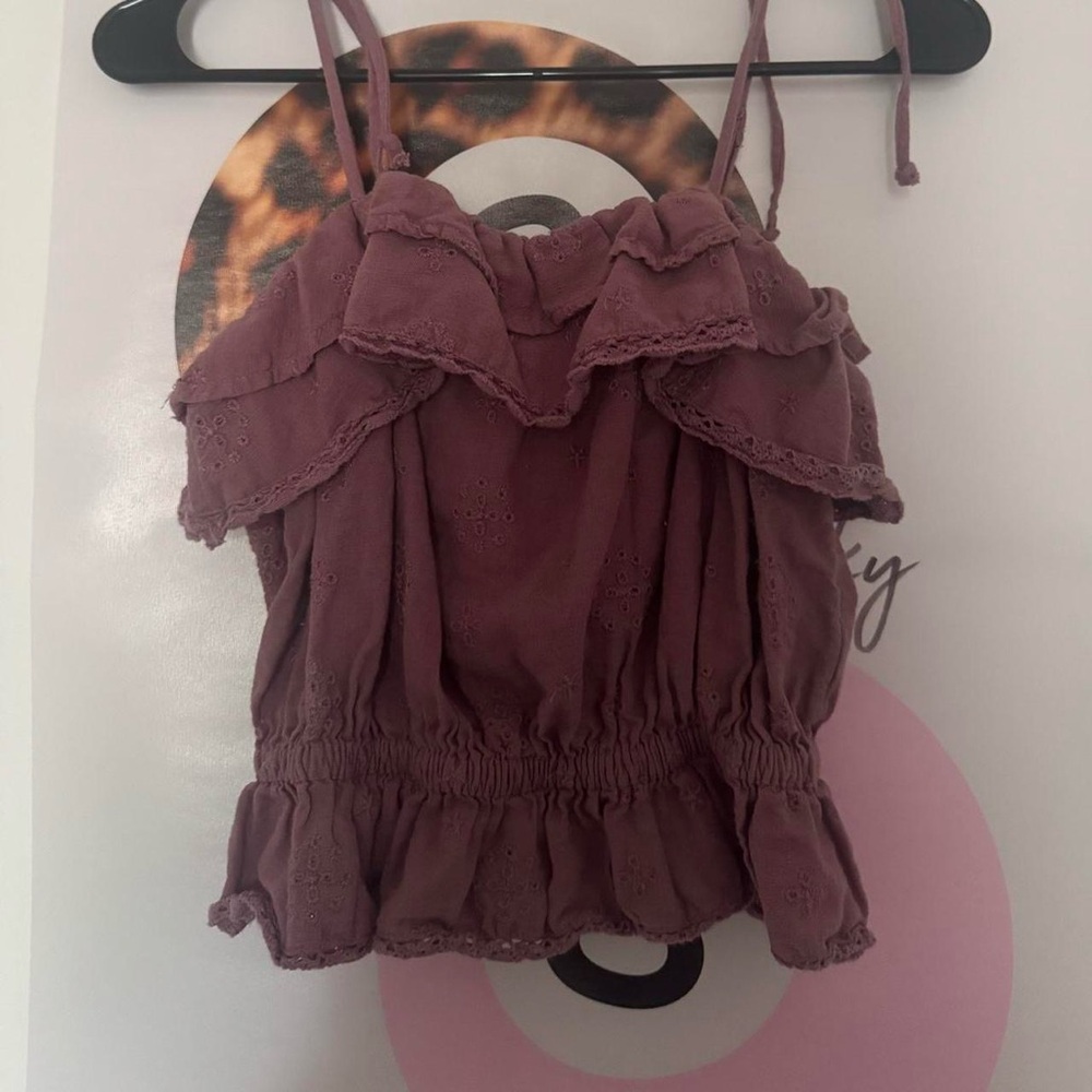 American Eagle Outfitters Mauve Ruffle Top